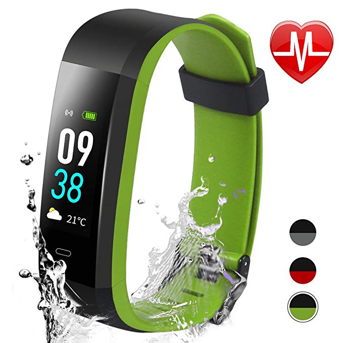 Jeestam Color Screen Fitness Tracker with Double Color Strap,Activity Tracker with Heart Rate Monitor Sleep Monitor,Waterproof Smart Watch Bracelet Pedometer Wristband for Android＆iOS