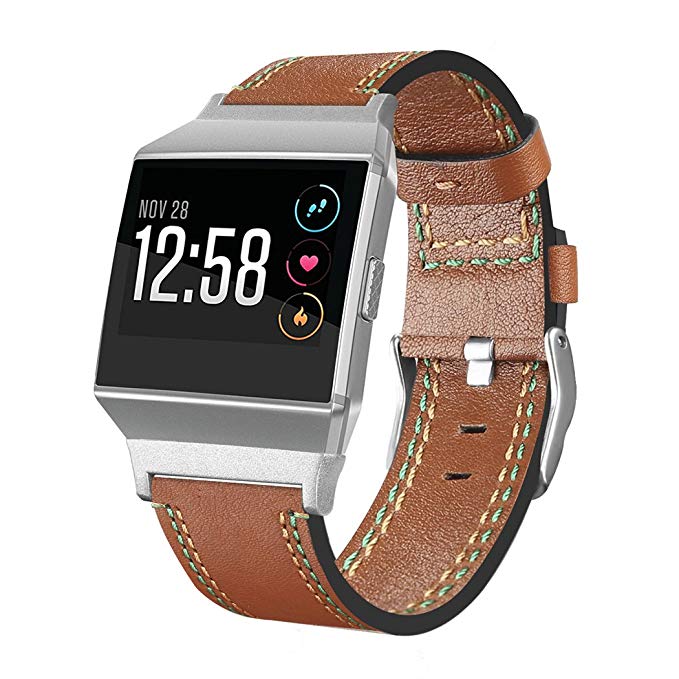 CIDETTY For Fitbit Ionic Leather Bands, Genuine Leather Accessory Band Large Small for Fitbit Ionic