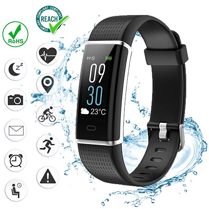 VINSO TECH Fitness Tracker, Bluetooth Smart Watch Incoming Call Message Reminder Full Color Screen, Heart Rate Monitor 14 Sports Modes Step Counter Android iOS …