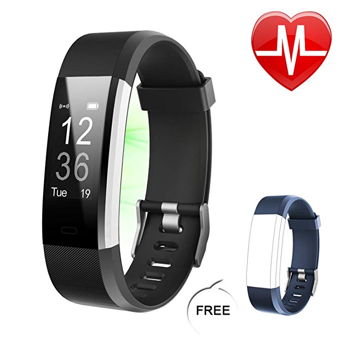 Letsfit Fitness Tracker HR, Heart Rate Monitor Activity Tracker, Pedometer Watch, Step Counter, Step Tracker and Sleep Monitor, BT Sport Watch for Kids Women Men