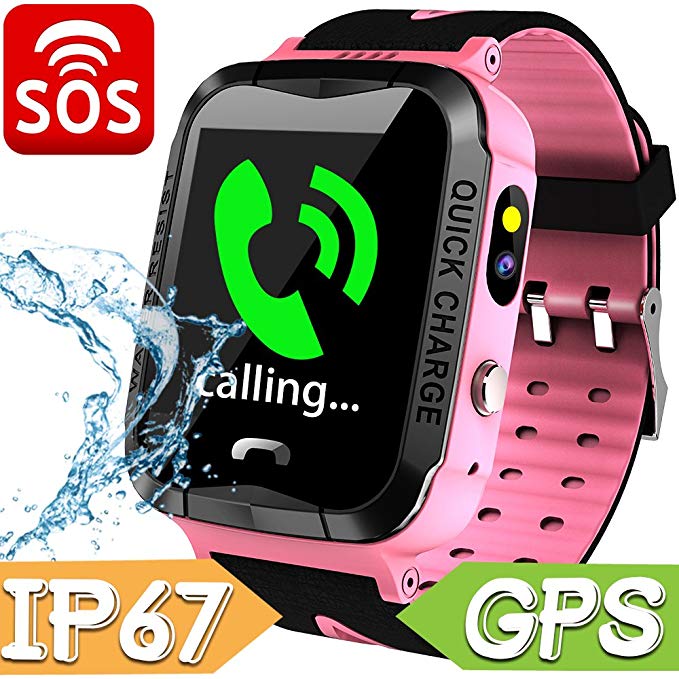 Kids Smart Watch Phone Waterproof,GPS Tracker with SIM Pedometer Fitness Tracker Boys Girls Wrist Sport Watch Game Anti-Lost SOS Alarm Clock Swim Run Summer Outdoor Birthday Gift