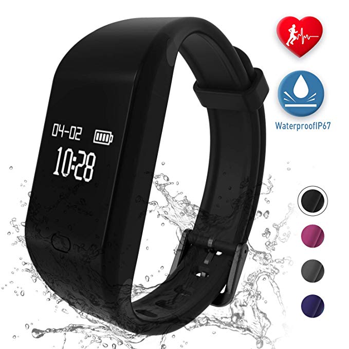 fitpolo Fitness Tracker, Heart Rate Monitor Activity Tracker Watch, IP67 Waterproof Smart Bracelet, Smart Watch with Calorie Counter,Sleep Monitor,Pedometer Watch for Kids Women and Men