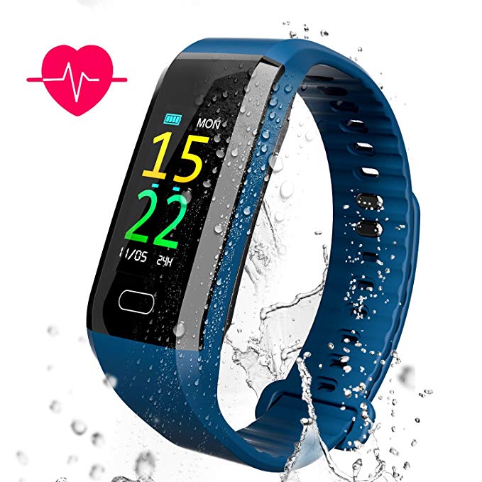 AKASO Fitness Tracker HR, Waterproof Activity Tracker with Heart Rate and Sleep Monitor, Color Screen Fitness Watch with Step Counter, Calorie Counter, Pedometer Watch for Android & iOS